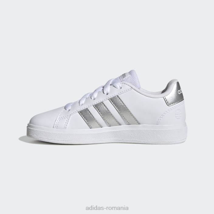 Adidas pantofi de tenis grand court lifestyle cu șireturi argintii copii alb/argintiu 2JBN11260