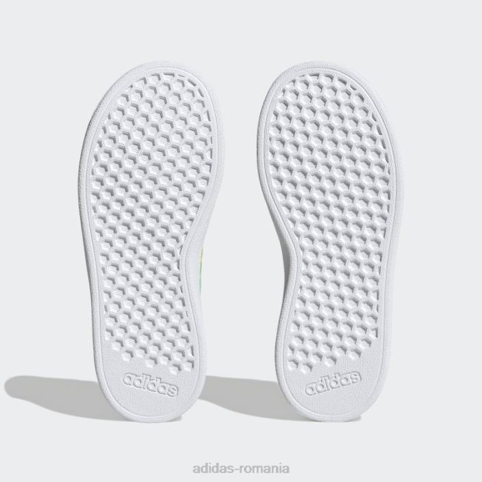 Adidas pantofi de tenis grand court lifestyle cu șireturi mentă copii alb/mentă/roz fascicul 2JBN11355