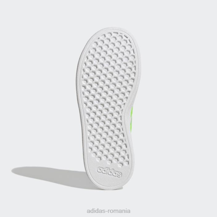 Adidas pantofi de tenis grand court lifestyle cu șireturi verzi copii papură alb/verde/albastru 2JBN11427