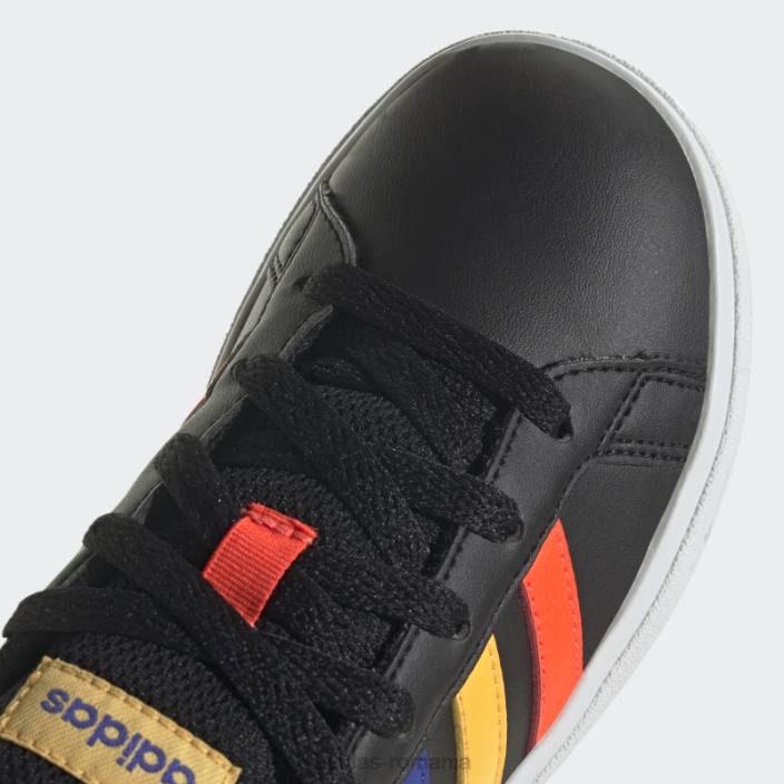 Adidas pantofi de tenis negri cu șireturi, stil de viață, grand court copii negru/albastru/verde curte 2JBN11308