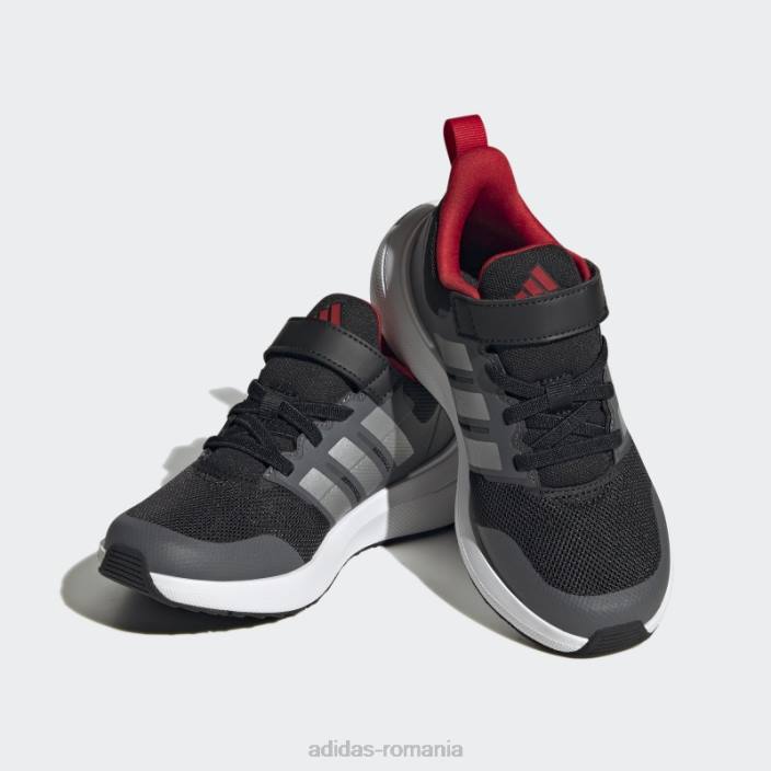 Adidas pantofi fortarun 2.0 cloudfoam dantela elastica stacojiu cu bretele copii negru/argintiu/stacojiu 2JBN11084