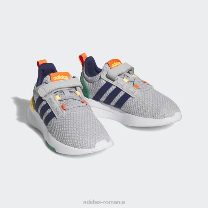 Adidas pantofi gri racer tr21 lifestyle alergare din dantelă elastică și cu curele superioare copii gri/albastru închis/verde curte 2JBN11429