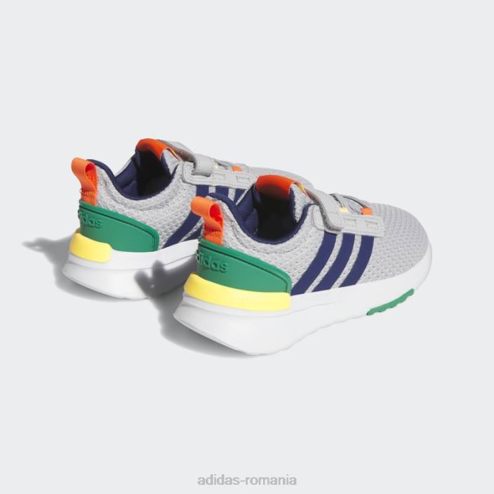 Adidas pantofi gri racer tr21 lifestyle alergare din dantelă elastică și cu curele superioare copii gri/albastru închis/verde curte 2JBN11429