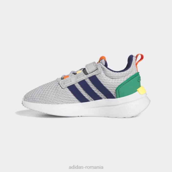 Adidas pantofi gri racer tr21 lifestyle alergare din dantelă elastică și cu curele superioare copii gri/albastru închis/verde curte 2JBN11429