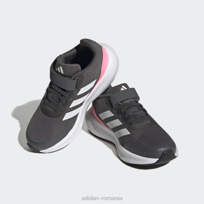 Adidas pantofi gri runfalcon 3.0 cu dantelă elastică copii gri/alb/roz fascicul 2JBN11350