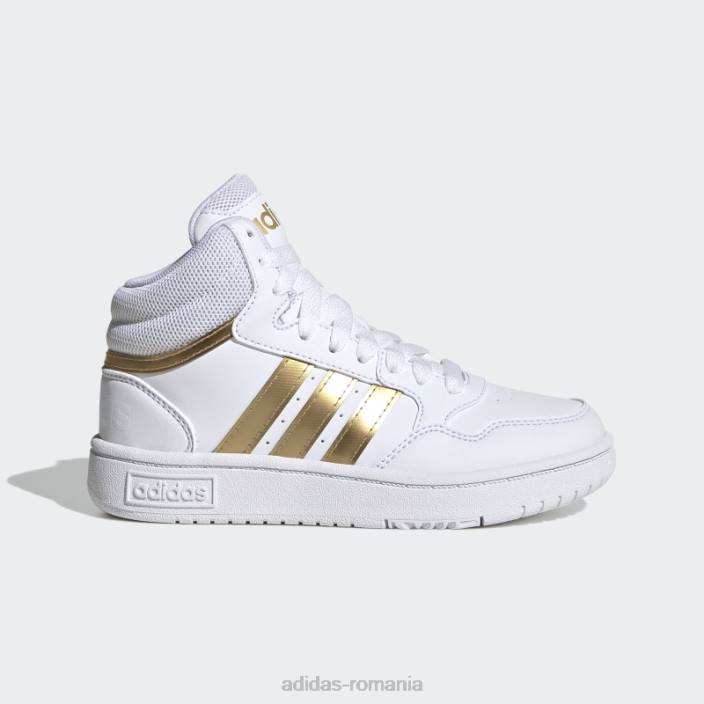 Adidas pantofi hoops mid lifestyle baschet dantela alb copii alb/gri 2JBN11305