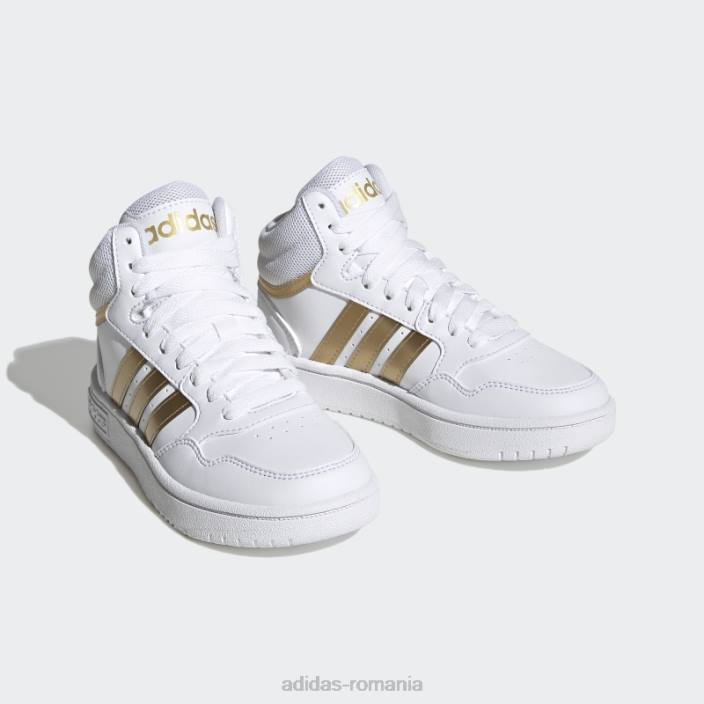 Adidas pantofi hoops mid lifestyle baschet dantela alb copii alb/gri 2JBN11305