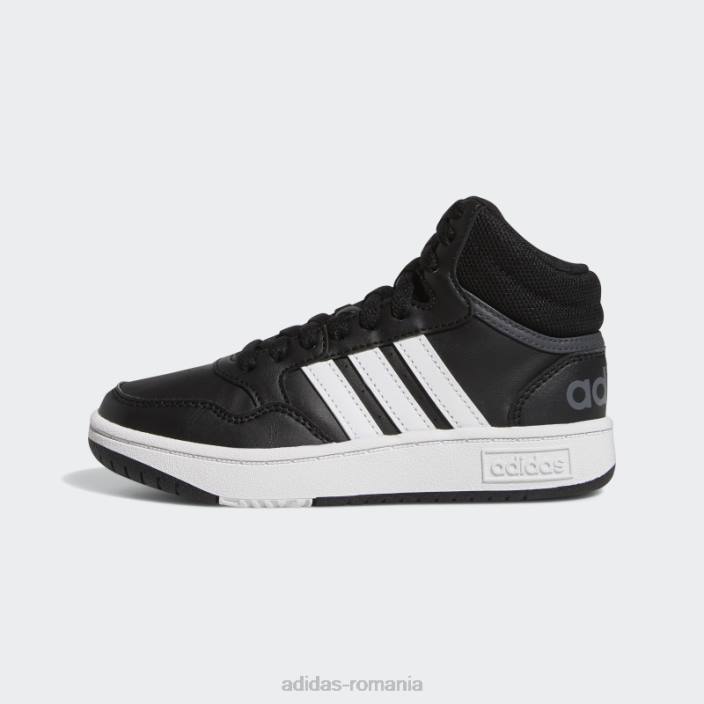Adidas pantofi mijlocii hoops negri copii negru/alb/gri 2JBN17756