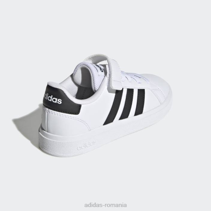 Adidas pantofi negri cu dantelă elastică grand court court și cu curea superioară copii alb negru 2JBN11342