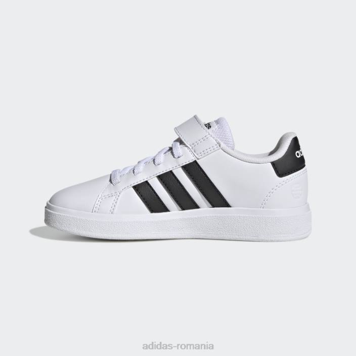 Adidas pantofi negri cu dantelă elastică grand court court și cu curea superioară copii alb negru 2JBN11342