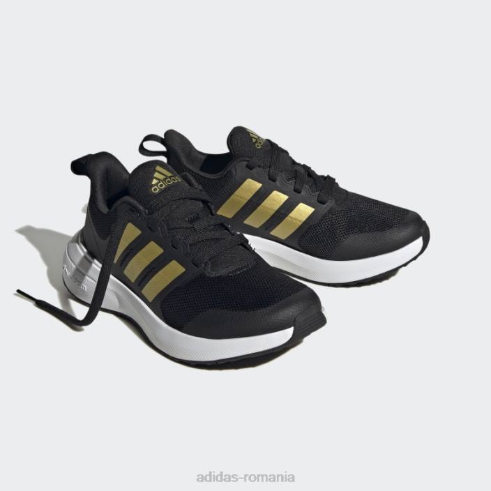 Adidas pantofi negri fortarun 2.0 cloudfoam dantela copii negru/auriu metalic/alb 2JBN11158