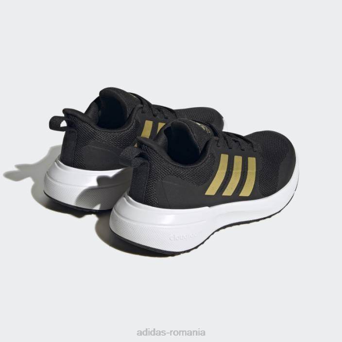 Adidas pantofi negri fortarun 2.0 cloudfoam dantela copii negru/auriu metalic/alb 2JBN11158