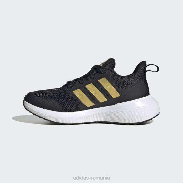 Adidas pantofi negri fortarun 2.0 cloudfoam dantela copii negru/auriu metalic/alb 2JBN11158
