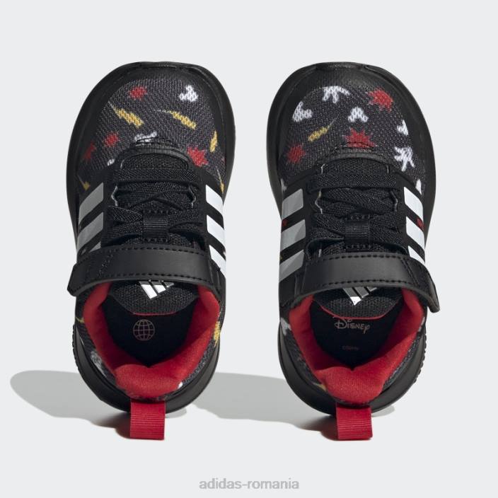 Adidas pantofi negri x disney fortarun 2.0 mickey cloudfoam cu dantelă elastică copii negru/auriu/stacojiu 2JBN17989