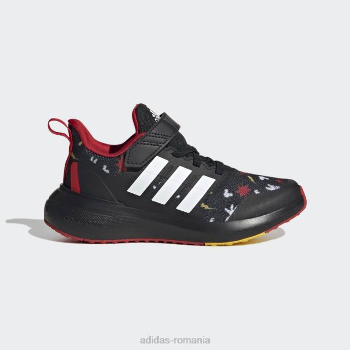 Adidas pantofi negru x disney fortarun 2.0 mickey cloudfoam elastic din dantela cu curea superioara fierbinte copii negru/auriu/stacojiu 2JBN11280