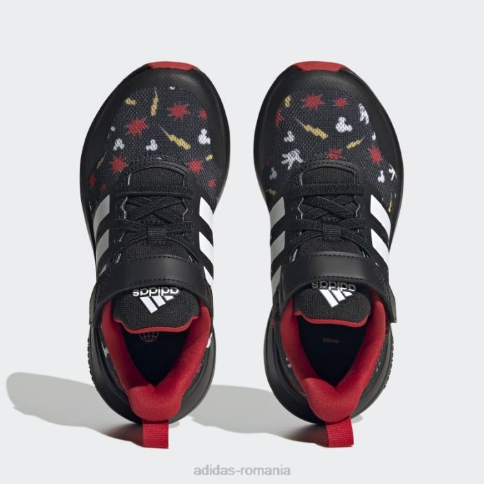 Adidas pantofi negru x disney fortarun 2.0 mickey cloudfoam elastic din dantela cu curea superioara fierbinte copii negru/auriu/stacojiu 2JBN11280