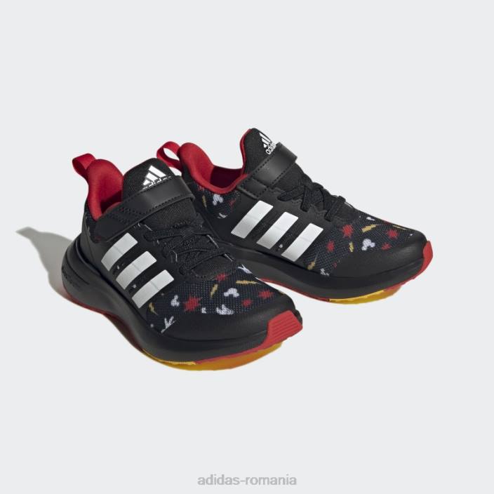 Adidas pantofi negru x disney fortarun 2.0 mickey cloudfoam elastic din dantela cu curea superioara fierbinte copii negru/auriu/stacojiu 2JBN11280