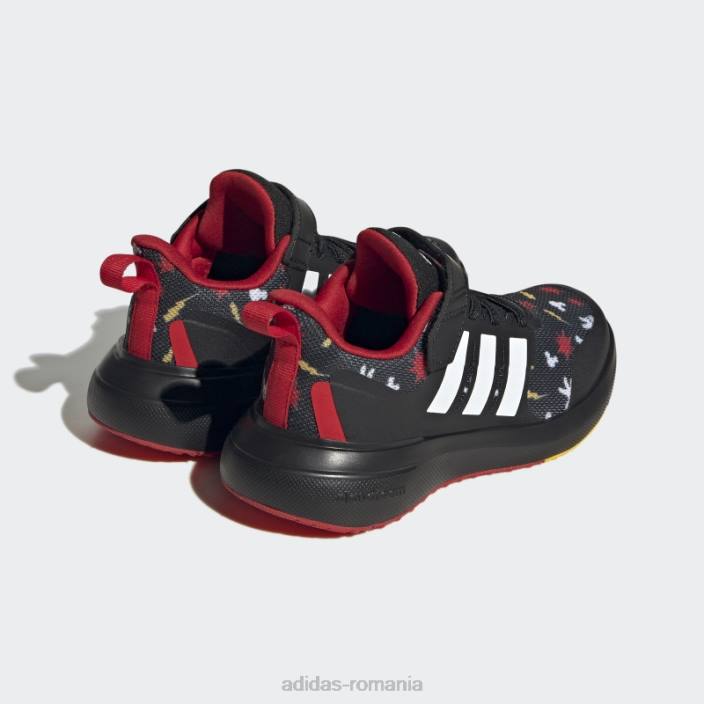 Adidas pantofi negru x disney fortarun 2.0 mickey cloudfoam elastic din dantela cu curea superioara fierbinte copii negru/auriu/stacojiu 2JBN11280