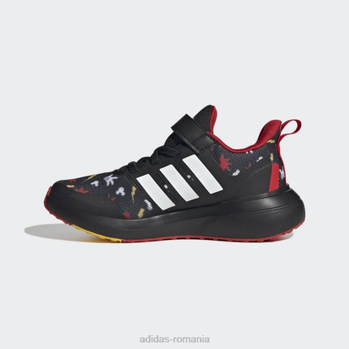 Adidas pantofi negru x disney fortarun 2.0 mickey cloudfoam elastic din dantela cu curea superioara fierbinte copii negru/auriu/stacojiu 2JBN11280