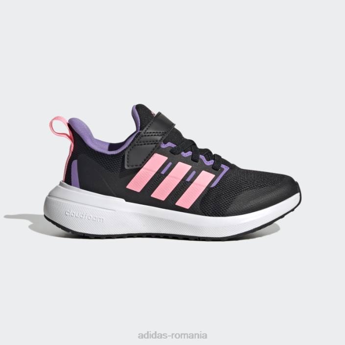 Adidas pantofi roz fortarun 2.0 cloudfoam cu dantela elastica cu bretele copii negru/roz fascicul/violet 2JBN11297