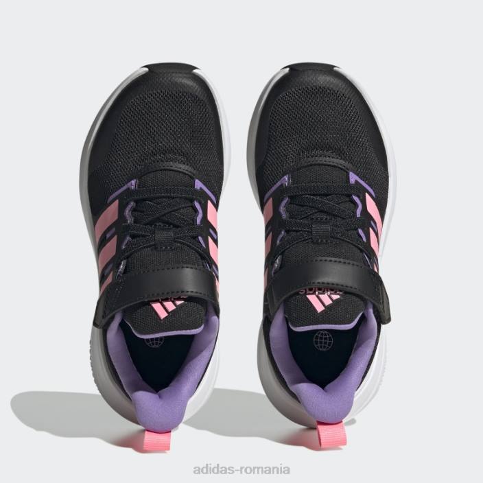 Adidas pantofi roz fortarun 2.0 cloudfoam cu dantela elastica cu bretele copii negru/roz fascicul/violet 2JBN11297