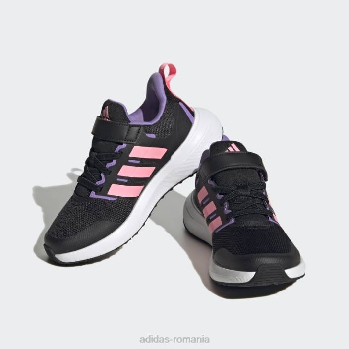 Adidas pantofi roz fortarun 2.0 cloudfoam cu dantela elastica cu bretele copii negru/roz fascicul/violet 2JBN11297