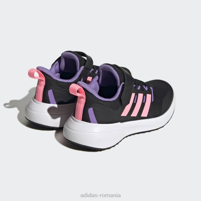 Adidas pantofi roz fortarun 2.0 cloudfoam cu dantela elastica cu bretele copii negru/roz fascicul/violet 2JBN11297