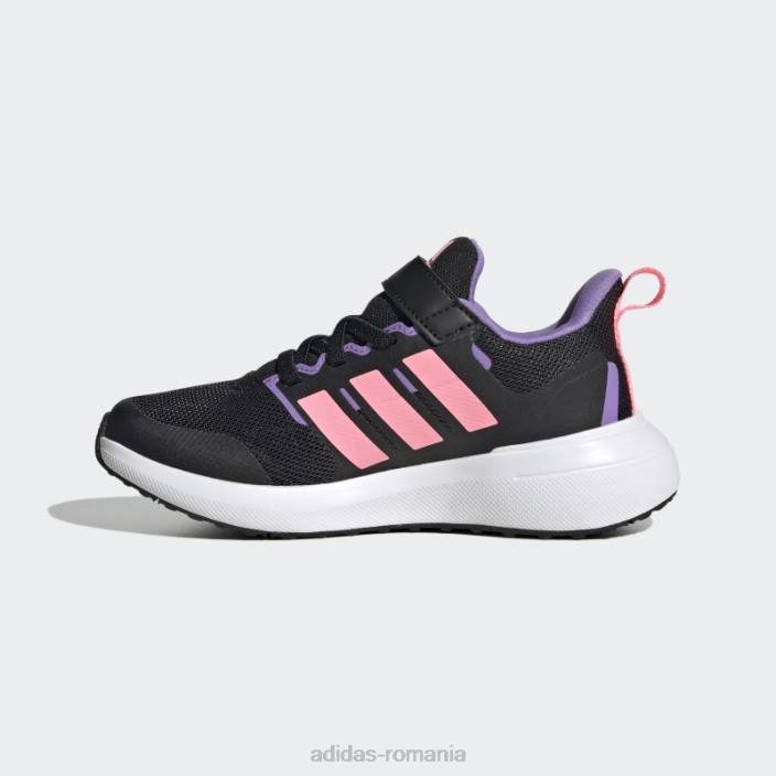 Adidas pantofi roz fortarun 2.0 cloudfoam cu dantela elastica cu bretele copii negru/roz fascicul/violet 2JBN11297