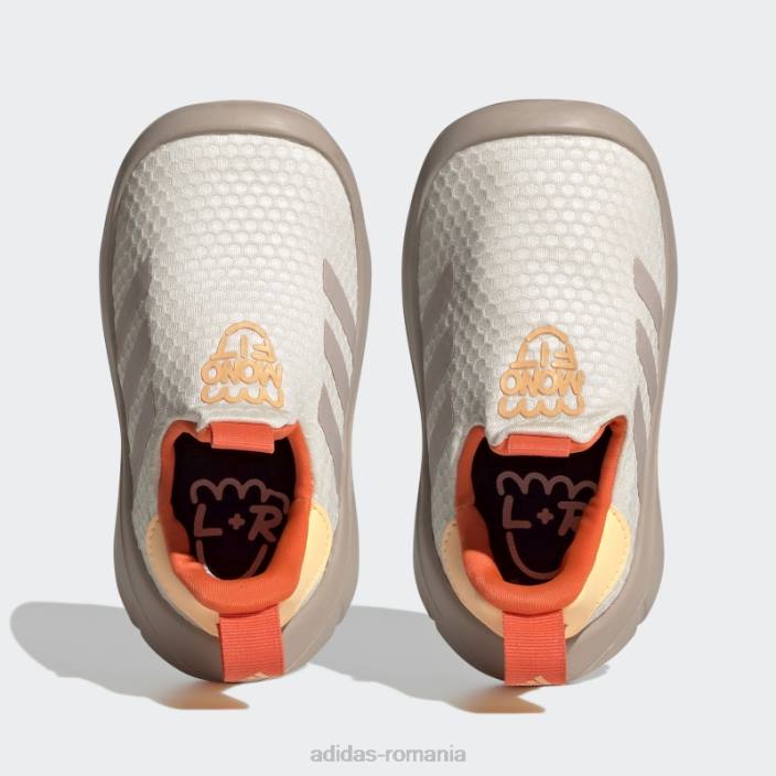 Adidas pantofi slip-on monofit trainer lifestyle alb copii alb/taupe/portocaliu acid 2JBN18037