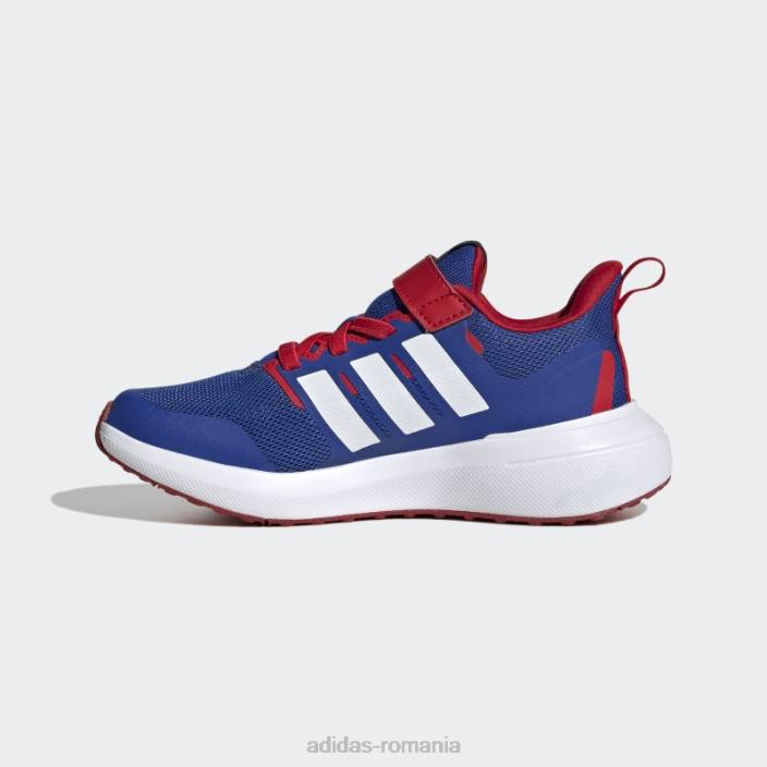 Adidas royal blue x marvel fortarun spider-man 2.0 cloudfoam sport dantela top pantofi cu curea fierbinte copii albastru regal/alb/stacojiu 2JBN19115