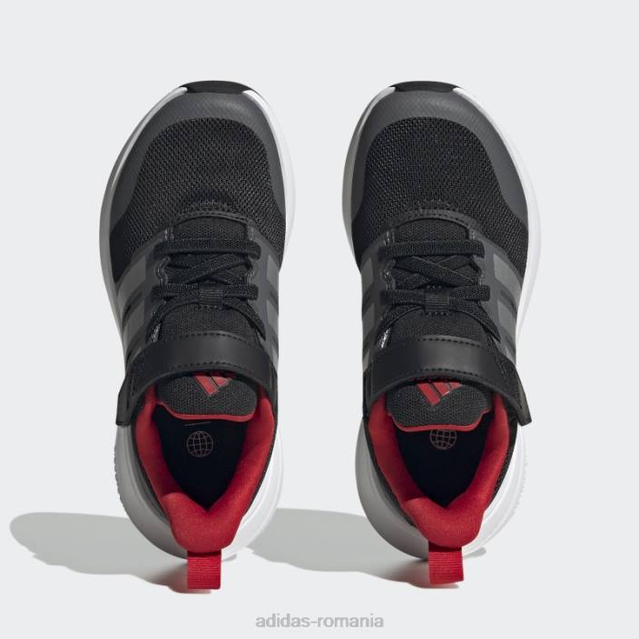 Adidas scarlet fortarun 2.0 cloudfoam pantofi cu curea din dantelă elastică copii negru/argintiu/stacojiu 2JBN17872
