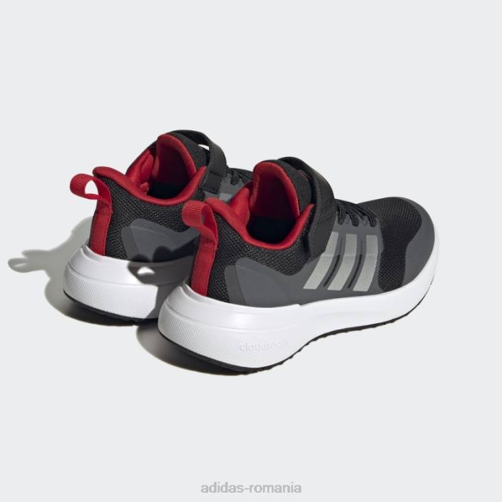 Adidas scarlet fortarun 2.0 cloudfoam pantofi cu curea din dantelă elastică copii negru/argintiu/stacojiu 2JBN17872