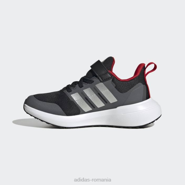 Adidas scarlet fortarun 2.0 cloudfoam pantofi cu curea din dantelă elastică copii negru/argintiu/stacojiu 2JBN17872