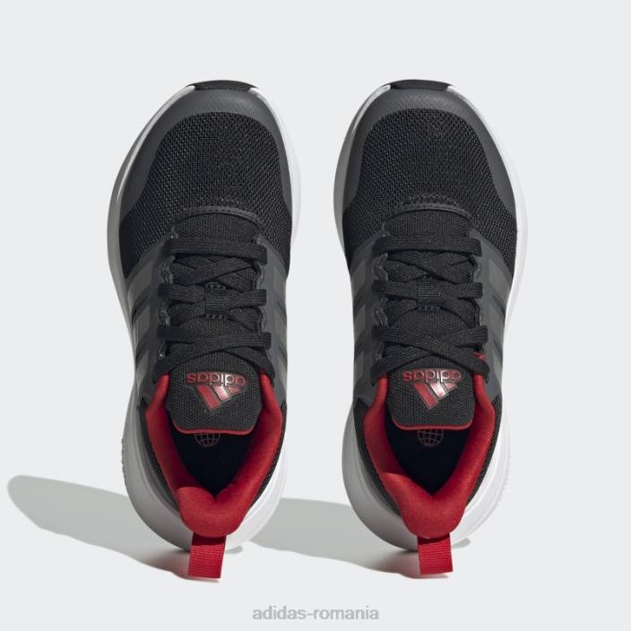 Adidas stacojiu fortarun 2.0 cloudfoam pantofi dantela moda copii negru/argintiu/stacojiu 2JBN11155