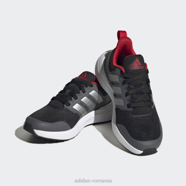 Adidas stacojiu fortarun 2.0 cloudfoam pantofi dantela moda copii negru/argintiu/stacojiu 2JBN11155