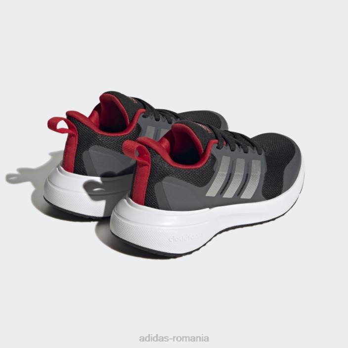 Adidas stacojiu fortarun 2.0 cloudfoam pantofi dantela moda copii negru/argintiu/stacojiu 2JBN11155