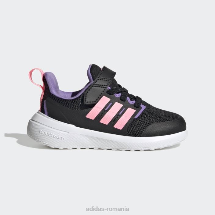Adidas violet fortarun 2.0 cloudfoam pantofi cu curea din dantela elastica copii negru/roz fascicul/violet 2JBN11365