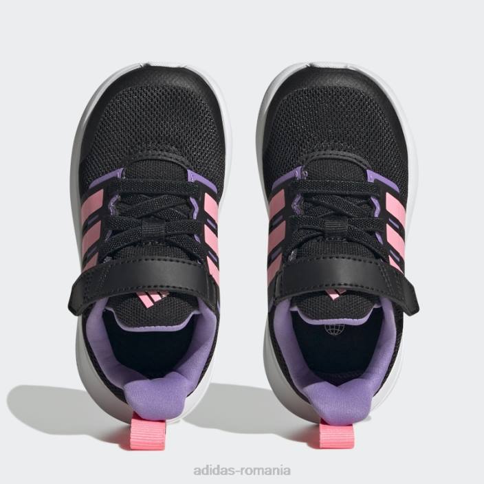 Adidas violet fortarun 2.0 cloudfoam pantofi cu curea din dantela elastica copii negru/roz fascicul/violet 2JBN11365