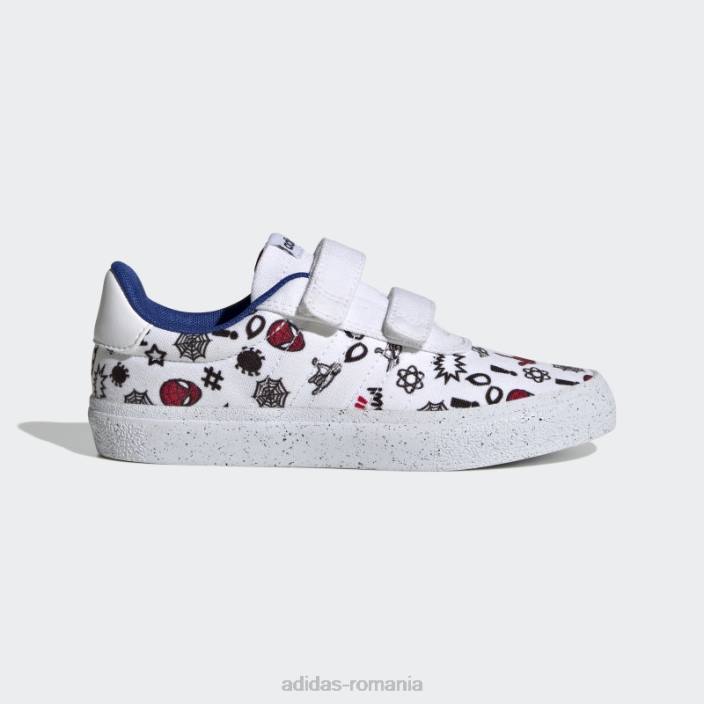 Adidas white fashion x marvel vulcraid3r pantofi cu cârlig și buclă spider-man copii alb/stacojiu 2JBN18233