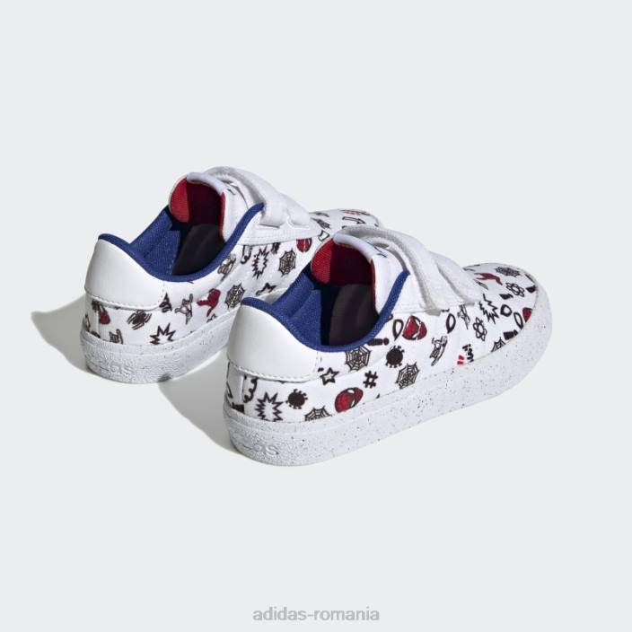 Adidas white fashion x marvel vulcraid3r pantofi cu cârlig și buclă spider-man copii alb/stacojiu 2JBN18233