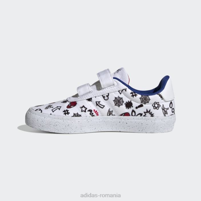 Adidas white fashion x marvel vulcraid3r pantofi cu cârlig și buclă spider-man copii alb/stacojiu 2JBN18233