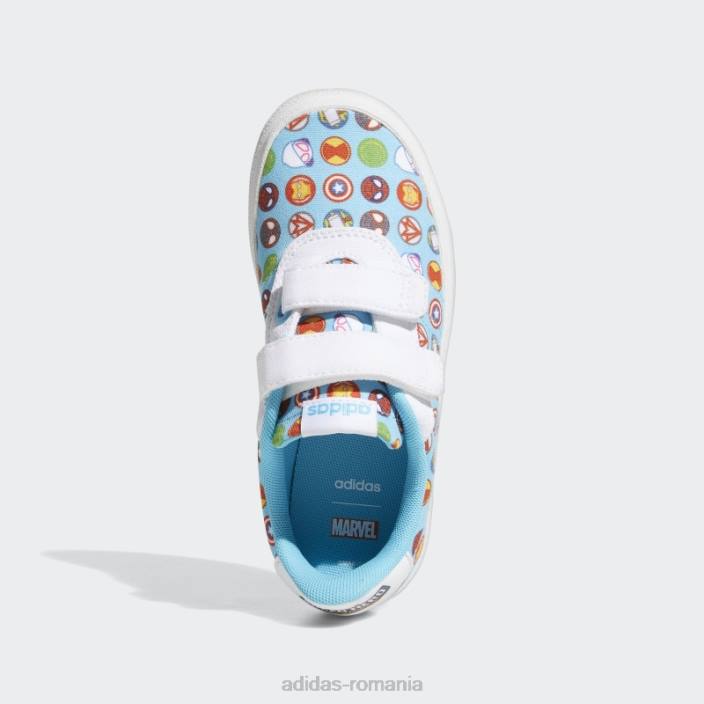 Adidas white x marvel super hero adventures vulc pantofi raid3r fierbinte copii alb/cian 2JBN18077