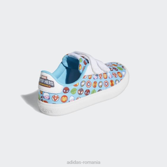 Adidas white x marvel super hero adventures vulc pantofi raid3r fierbinte copii alb/cian 2JBN18077