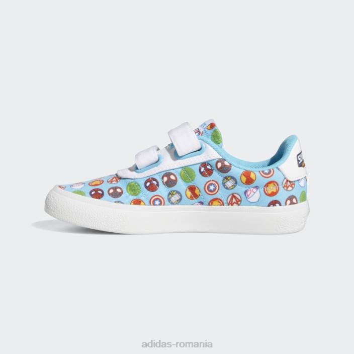 Adidas white x marvel super hero adventures vulc pantofi raid3r fierbinte copii alb/cian 2JBN18077