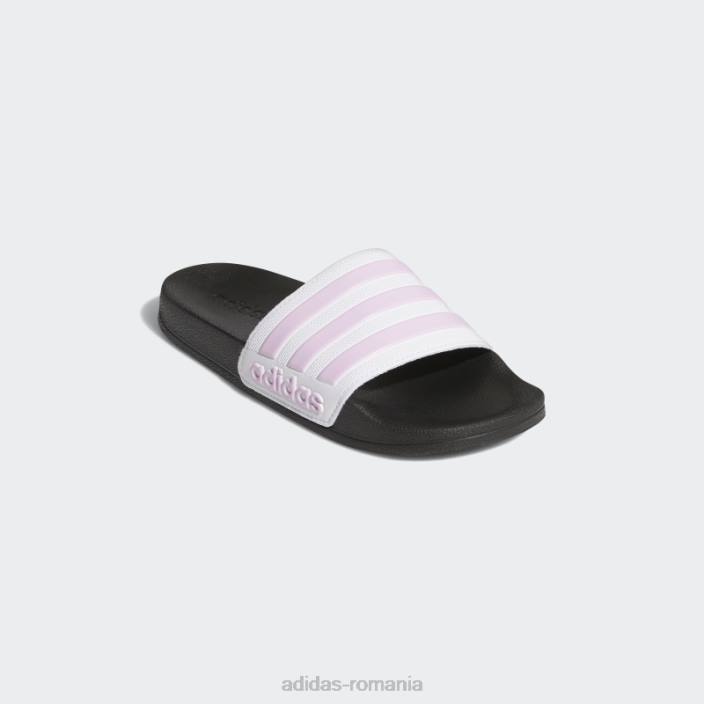 Adidas tobogane de duș adilette albe copii alb/liliac 2JBN11437
