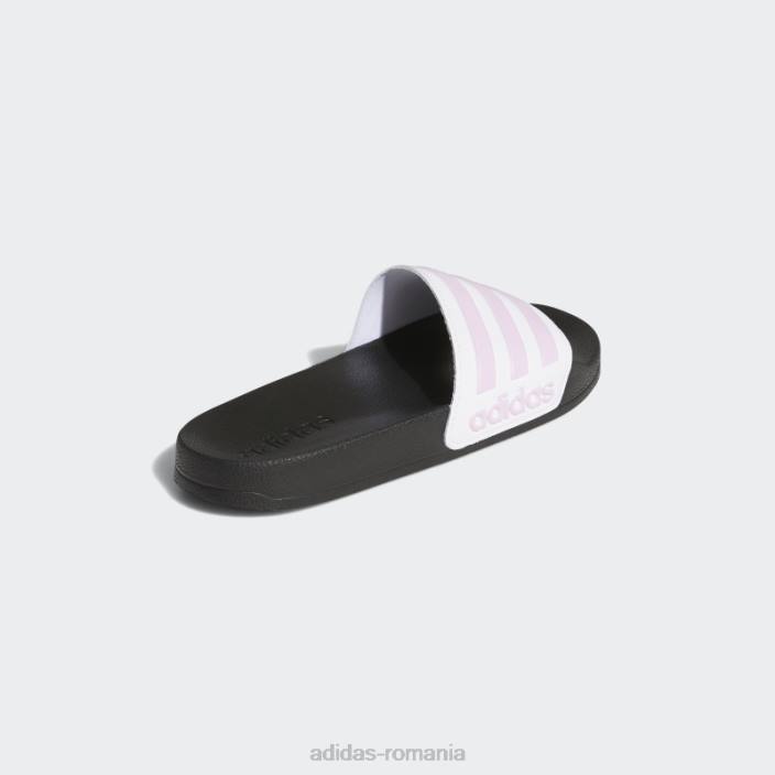 Adidas tobogane de duș adilette albe copii alb/liliac 2JBN11437