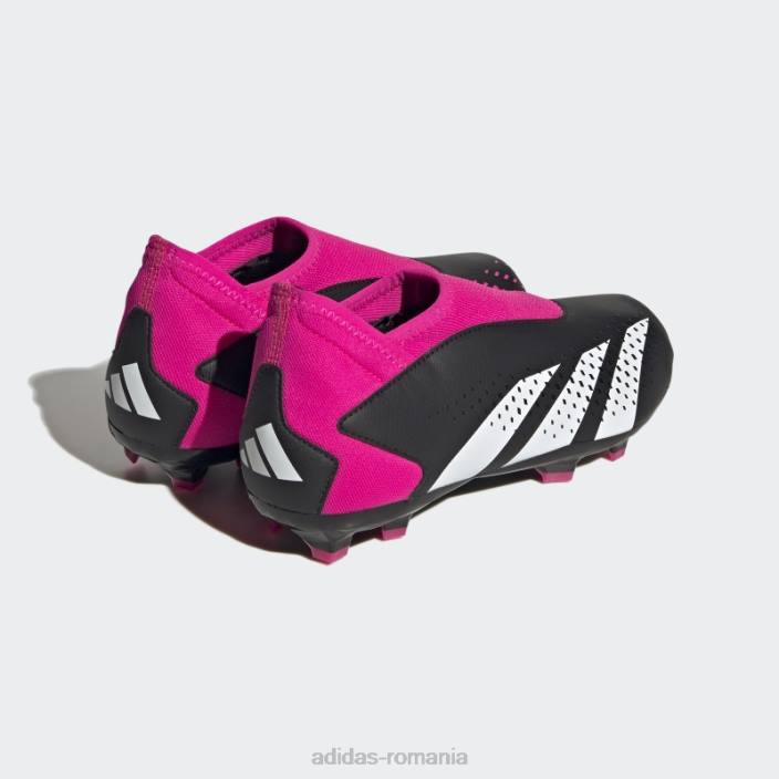 Adidas Predator precizie.3 crampoane de fotbal pentru teren ferm, fără șireturi, negre copii negru/alb/roz 2JBN24841
