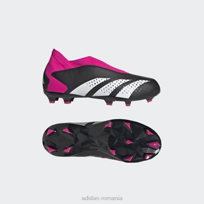 Adidas acuratețea prădătorului negru.3 crampoane fără șireturi pentru teren ferm copii negru/alb/roz 2JBN11315