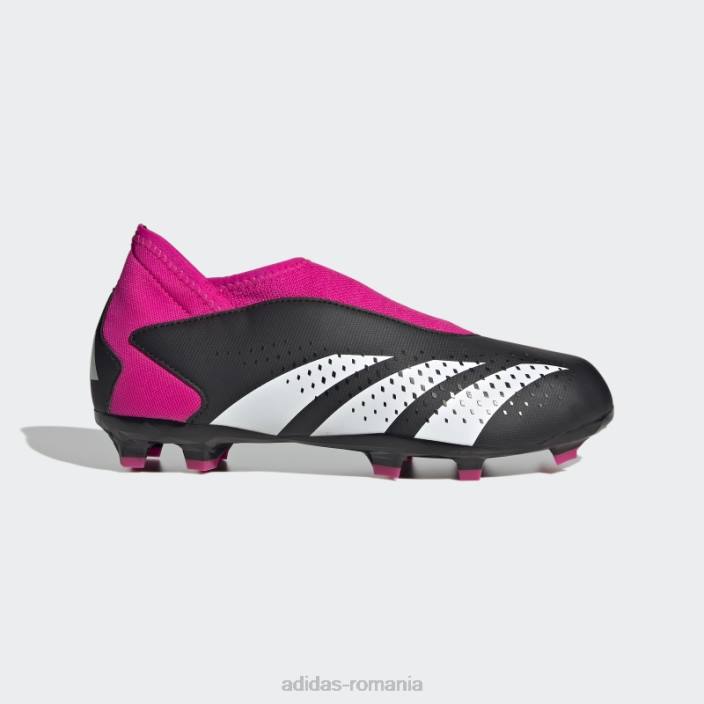 Adidas acuratețea prădătorului negru.3 crampoane fără șireturi pentru teren ferm copii negru/alb/roz 2JBN11315
