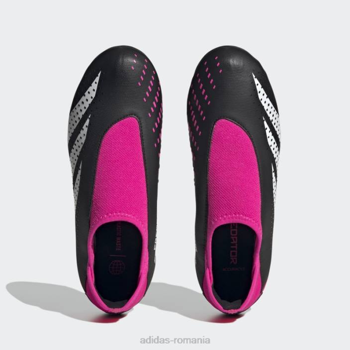 Adidas black predator accuracy.3 cizme de teren ferm fără șireturi adidas copii negru/alb/roz 2JBN3531